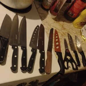 Premium Kitchen Knife Set (10 Pcs.) Stainless Steel- Black Handles